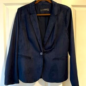 Faux Suede Navy Blazer